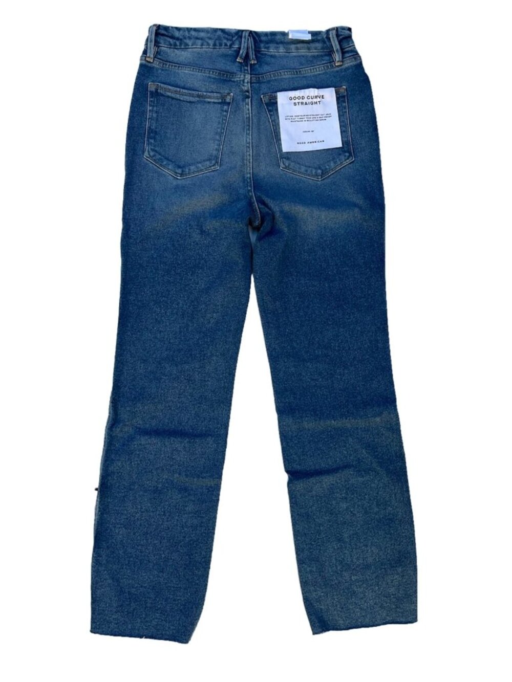 Good American Good Curve High Waist Frayed Straight Leg Jeans Blue 313 Size 6 NW - Picture 2 of 11